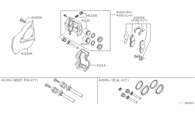 2005 Nissan Titan  CALIPER Assembly-Front LH, W/O Pads Or SHIMS Diagram for 410117S000