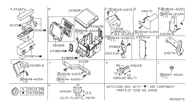 2013 Nissan Titan  Cover-FUSIBLE Link Holder Diagram for 243829FM0B