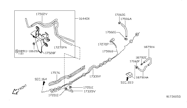 2009 Nissan Titan Tube Assy-Fuel Feed Diagram for 175027S000