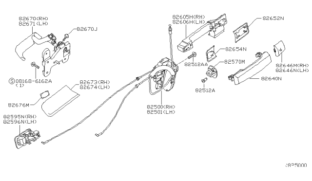 2005 Nissan Titan  Rear Right Passenger Door Lock Actuator Diagram for 825007S200
