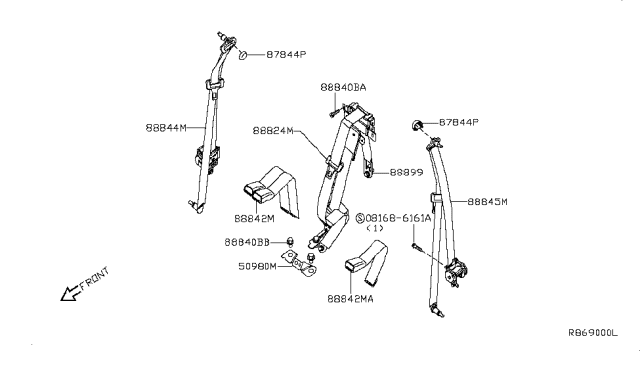 2004 Nissan Titan  Cover Belt Anchor Diagram for 879428S500
