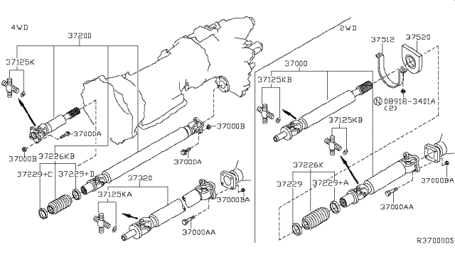 2008 Nissan Titan  Shaft Assembly-PROPELLER Diagram for 37000ZJ00A