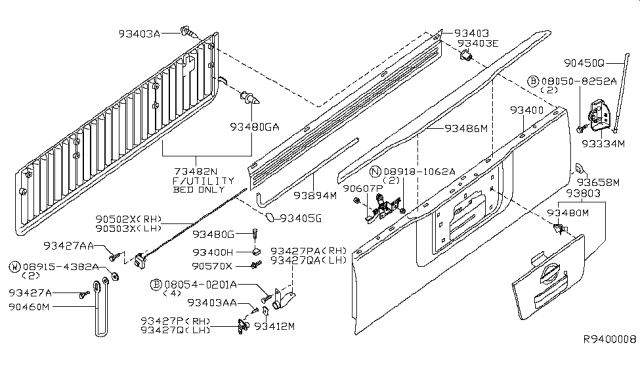 2008 Nissan Titan  Cover-Rear Gate Liner Diagram for 734827S205