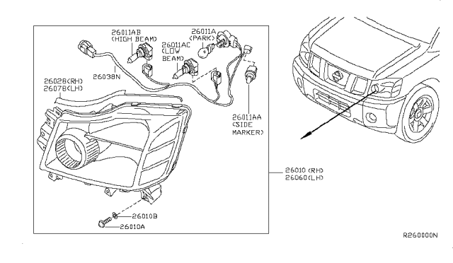 2014 Nissan Titan Harness Assembly - Head Lamp Diagram for 26242ZC00A