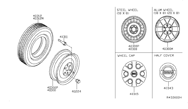2008 Nissan Titan  Spare Tire Wheel Assembly Diagram for 403007S000