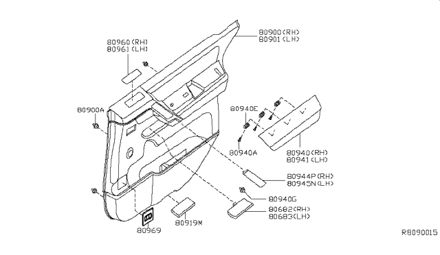 2004 Nissan Titan FINISHER Assembly Front Door L Diagram for 80919ZC220