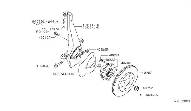 2007 Nissan Titan  Rotor Disc Brake Front Diagram for 40206ZC01A