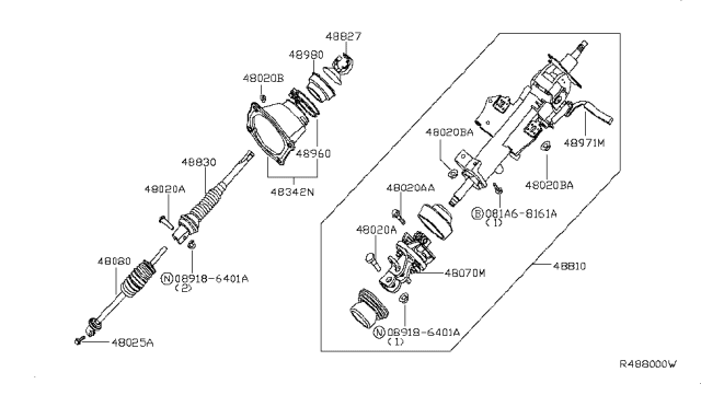 2013 Nissan Titan Lever Steering Column Release Diagram for 489719FD0A