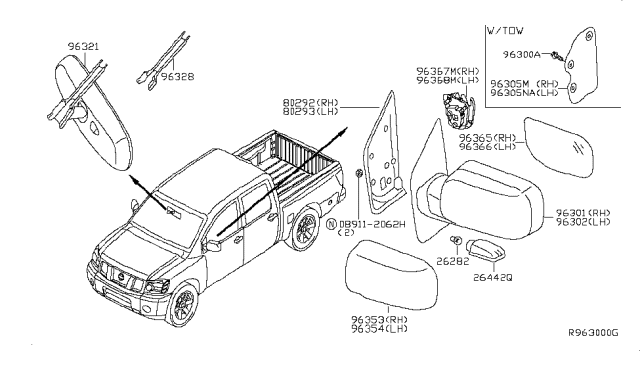 2013 Nissan Titan Mirror Cover Diagram for 963295Z200