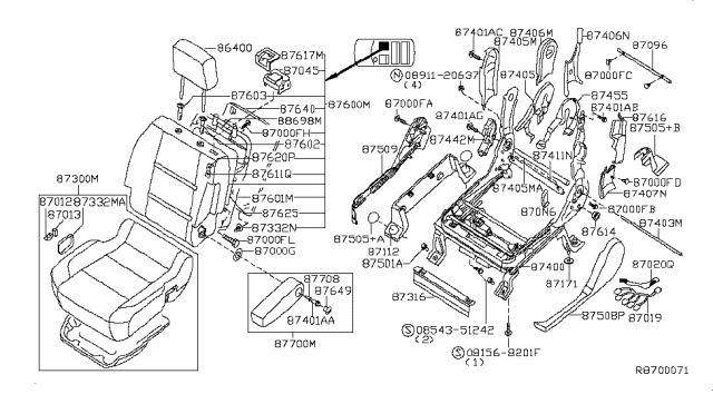 2006 Nissan Titan  Nut Hex Diagram for 0891120637