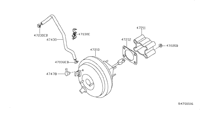 2006 Nissan Titan  Master Vacuum Assembly Diagram for 47210ZC000
