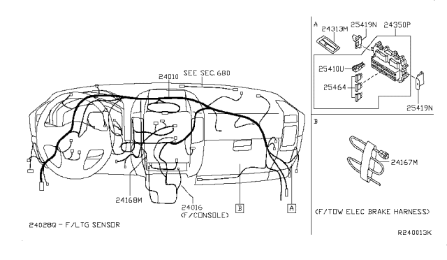 2015 Nissan Titan Harness Assembly Console Diagram for 240169FM3A