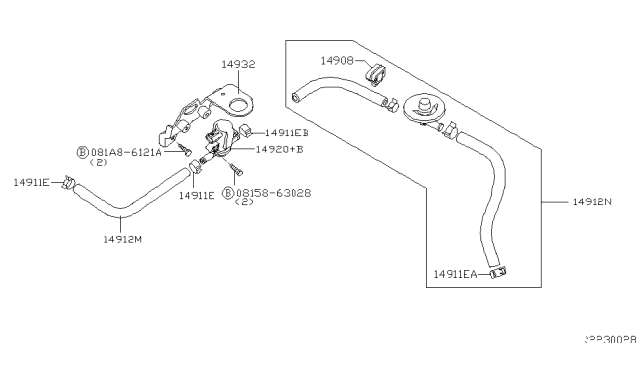 2006 Nissan Titan Tube EVAP Control Diagram for 149127S016