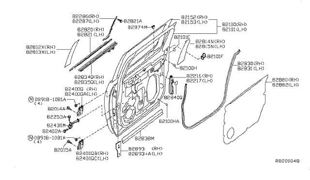 2012 Nissan Titan Door Rear LH Diagram for 821019FE0A