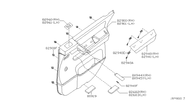 2007 Nissan Titan Cap-Door Grip, RH Diagram for 82944ZC00A