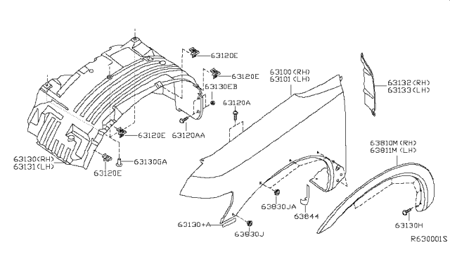 2007 Nissan Titan  Fender - Front, LH Diagram for 631017S231