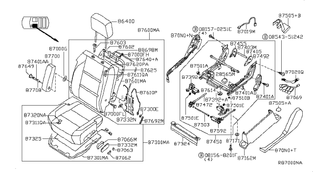 2008 Nissan Titan  Cover-Hinge, Front Cushion Diagram for 873037S001