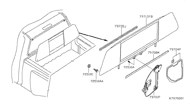 2013 Nissan Titan Regulator Assy-Back Window Diagram for 797019FG0A