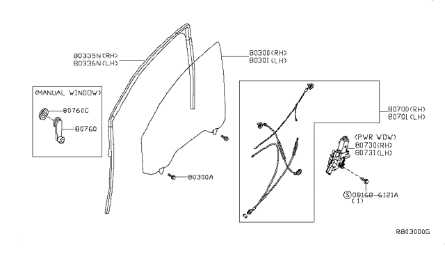 2009 Nissan Titan Handle Assy-Door Window Regulator Diagram for 807600M001