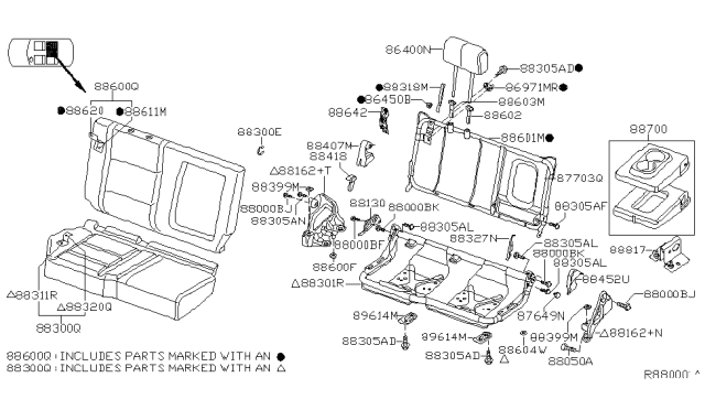 2011 Nissan Titan  Rear Seat Armrest Assembly Diagram for 88710ZR00A