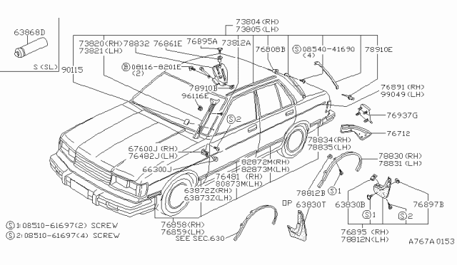 1984 Nissan Datsun 810  Screw Diagram for 0854041690