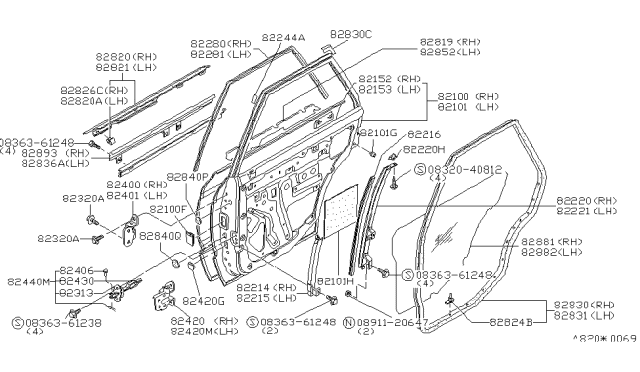 1983 Nissan Datsun 810  Clip-WEATHERSTRIP RH Diagram for 80832S5000