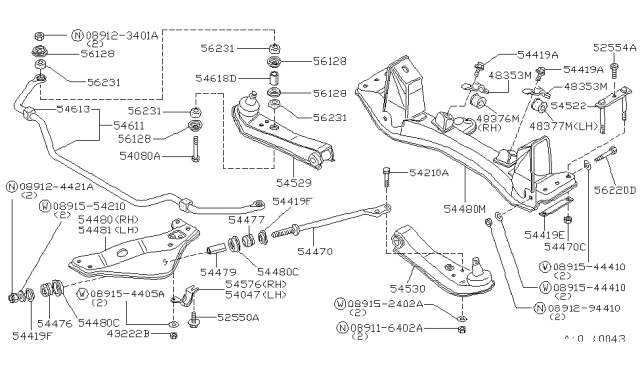 1980 Nissan Datsun 810  Bracket Assembly Diagram for 54481W2400