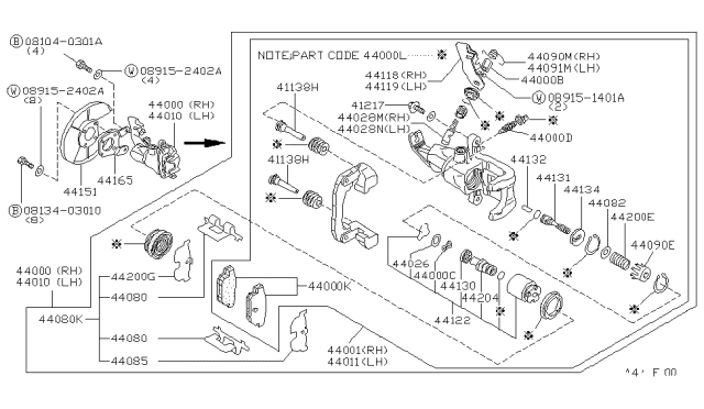 1982 Nissan Datsun 810  Brake Rear Diagram for 4401104S90