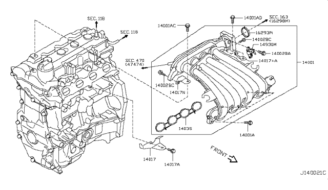 2011 Nissan Versa  Bolt Diagram for 14069CV05A