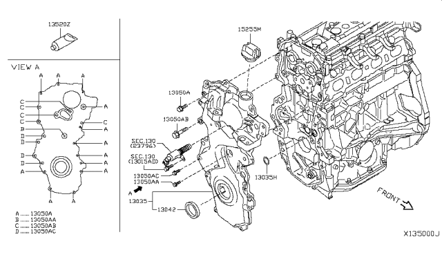 2011 Nissan Versa  Seal-Oil, Crankshaft Front Diagram for 135101KT0A