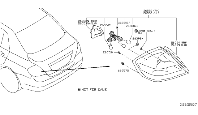 2008 Nissan Versa  Lamp Assembly-Rear Combination, RH Diagram for 26550EL30A