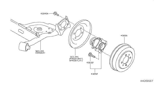 2008 Nissan Versa  Hub Assy-Rear Diagram for 43202EM30A