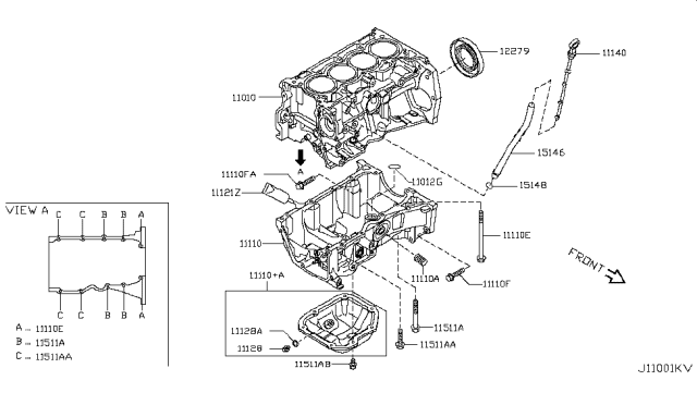 2010 Nissan Versa  Pan Assy Oil Diagram for 11110ED010