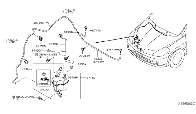 2009 Nissan Versa Hose-Washer Diagram for 28940EL000