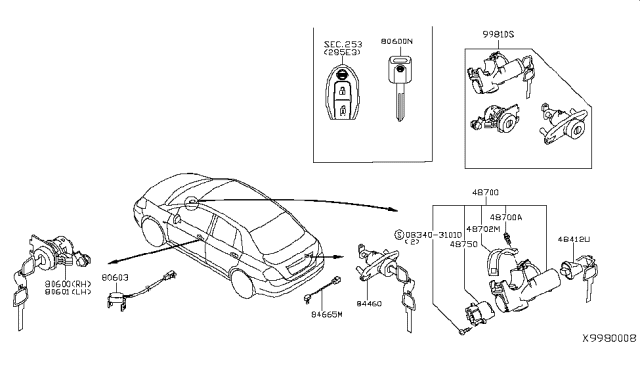 2010 Nissan Versa Key-Blank, Master Diagram for H05647W010