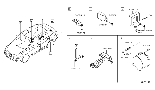 2008 Nissan Versa  Buzzer Assy-Entry Card Diagram for 256409Y010