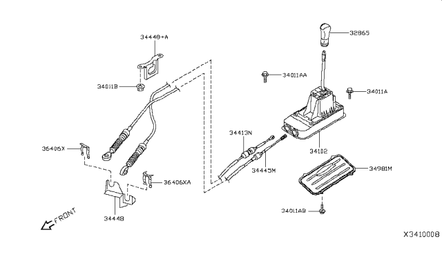 2011 Nissan Versa  Bracket Cable Diagram for 34448EE40B