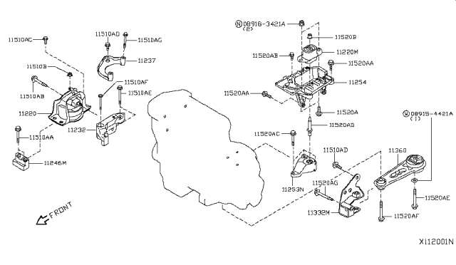 2009 Nissan Versa  Bolt Diagram for 11298EN000