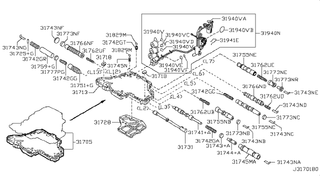2010 Nissan Versa  Valve-Spool Diagram for 317723AX01
