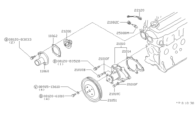 1982 Nissan Stanza Gasket-Water Pump Diagram for 21014D0103