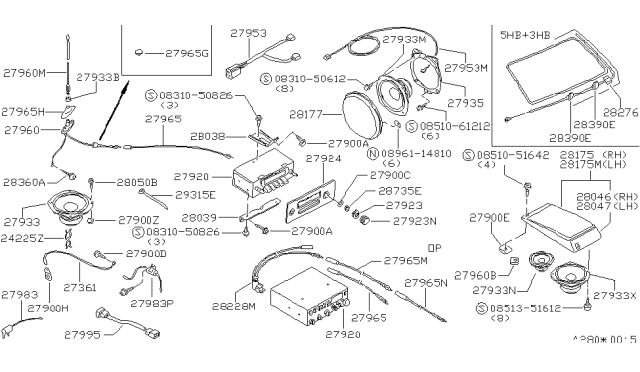 1983 Nissan Stanza  Plug Rubber Diagram for 0165800551
