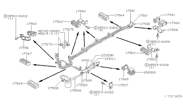 1985 Nissan Stanza  Hose Fuel Diagram for 0874220020