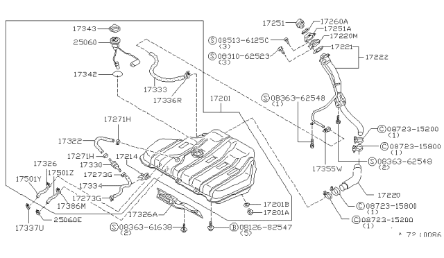 1982 Nissan Stanza  Clamp-Hose Diagram for 0872315200