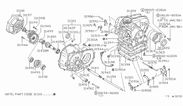 1985 Nissan Stanza  Washer-Spring Diagram for 089152381A