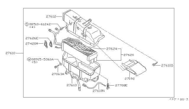 1983 Nissan Stanza Case-Duct Upper Diagram for 27852D3000