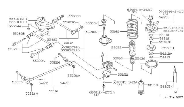 1986 Nissan Stanza  Nut-Bracket Diagram for 0891824010
