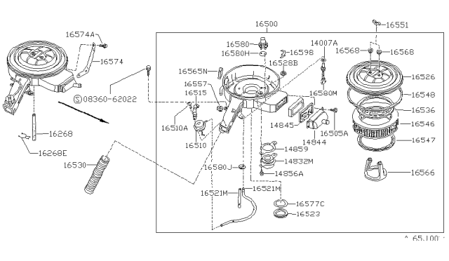 1987 Nissan Sentra Air Cleaner Assembly Diagram for 1650061A03