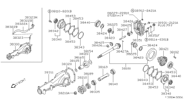 1990 Nissan Sentra  PINION-Mate DIF Diagram for 3842501M01