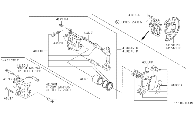 1988 Nissan Sentra  CALIPER-Brake LH Diagram for 4101158A01