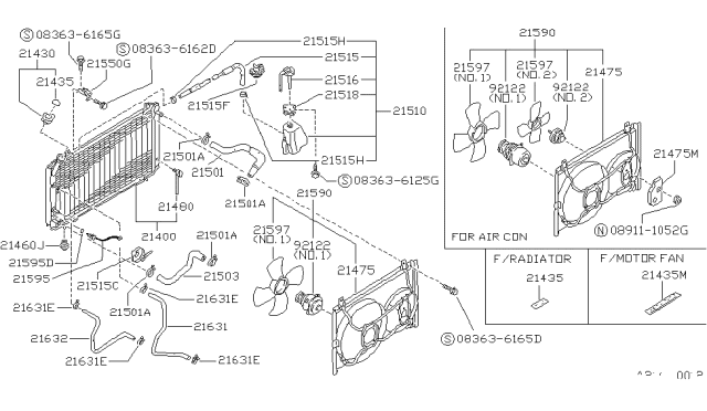 1989 Nissan Sentra  Radiator Assy Diagram for 2141061A60